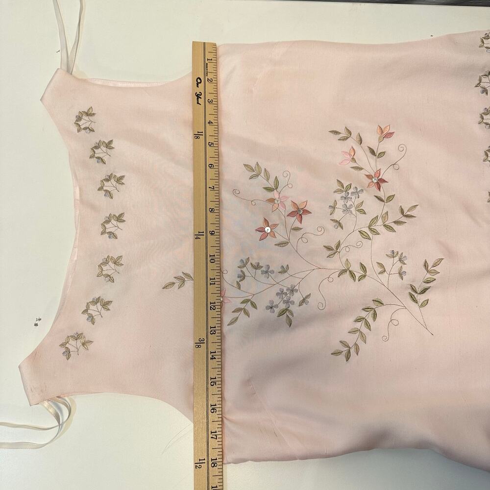 Vintage Daved Warren Womens 10 Skirt Vest Silk Suit Pastel Pink Embroidered - Picture 13 of 16